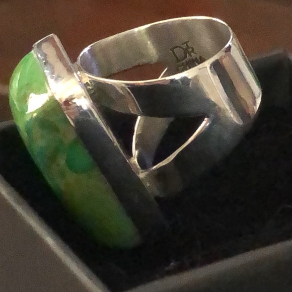 M JAY KING DTR Green Turquoise Sterling Silver Cabochon Ring Sz 10 - Picture 12 of 16